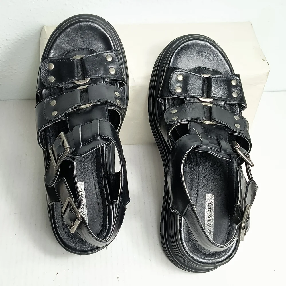 Miss Carol 38/7.5  Fisherman Buckle Platform Sandals Shoes
